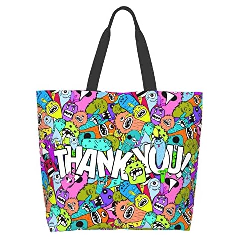 AuHomea Colorful Sunflower Usa Flag Lightweight Grocery Canvas Shopping Bags Women'S Hand Bag Tote Bag Travel Bag, Thank You, One Size Cover