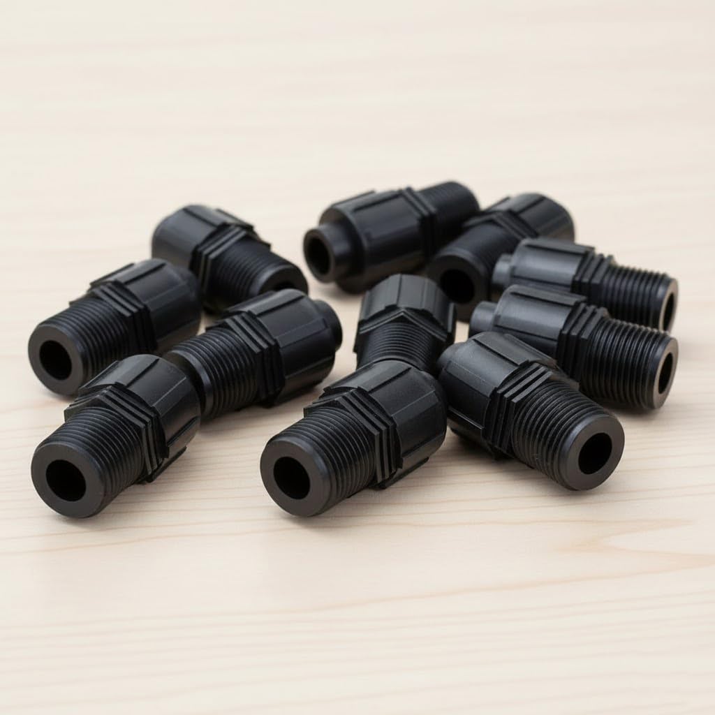 Suinga Pack 100 Racor Macho 1/2'' x Cinta de Riego Goteo 16mm | Conexión Rápida para Sistema de Riego Automático, negro