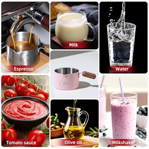 Vaso Medidor Espresso 100ml Acero Inoxidable Madera Rosa miniatura 6