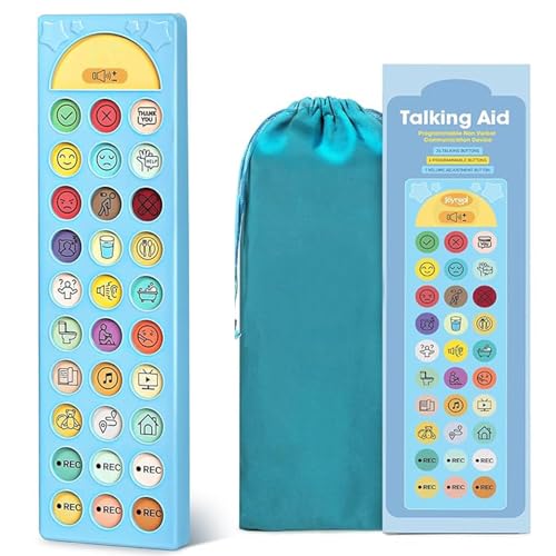 AURIVEE Dispositif CAA pour Autisme, Outil de Communication Non Verbale avec 6 Boutons Programmable & Volume Réglable. Aide à la Thérapie Vocale pour Enfants et Adultes