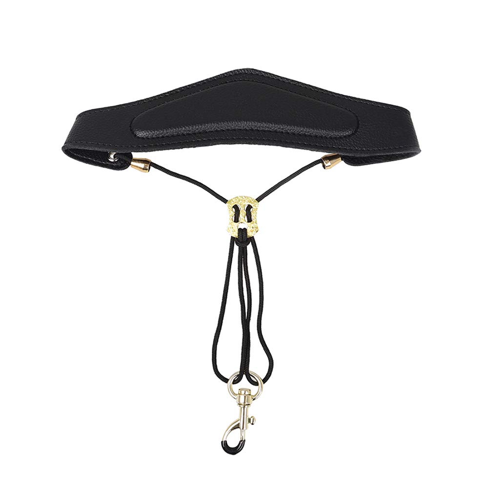 Saxophone Shoulder Strap, Soft Comfortable PU Leather Sax Neck Strap Padded Lanyard Holder