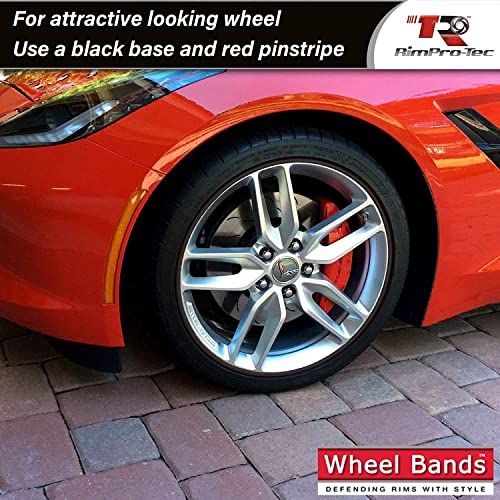 Rimpro-Tec® Wheel Bands™ Rim/Wheel Protectors For Cars And Light Trucks, Protection And Style, Black Track/Black Pinstripe Fit From A 12" To 22” Set Of Wheels #TOP3