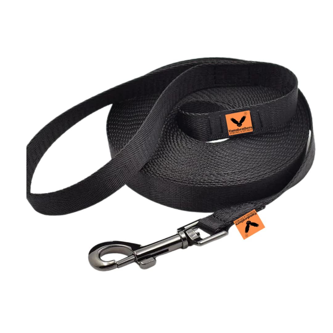 Vama Leathers Padded Dog Training Lead Dog Leash Long Leash for Dogs (1" Wide by 15 Ft Long Black Colour) (B0C6YC9597) Amazon Price History, Amazon Price Tracker