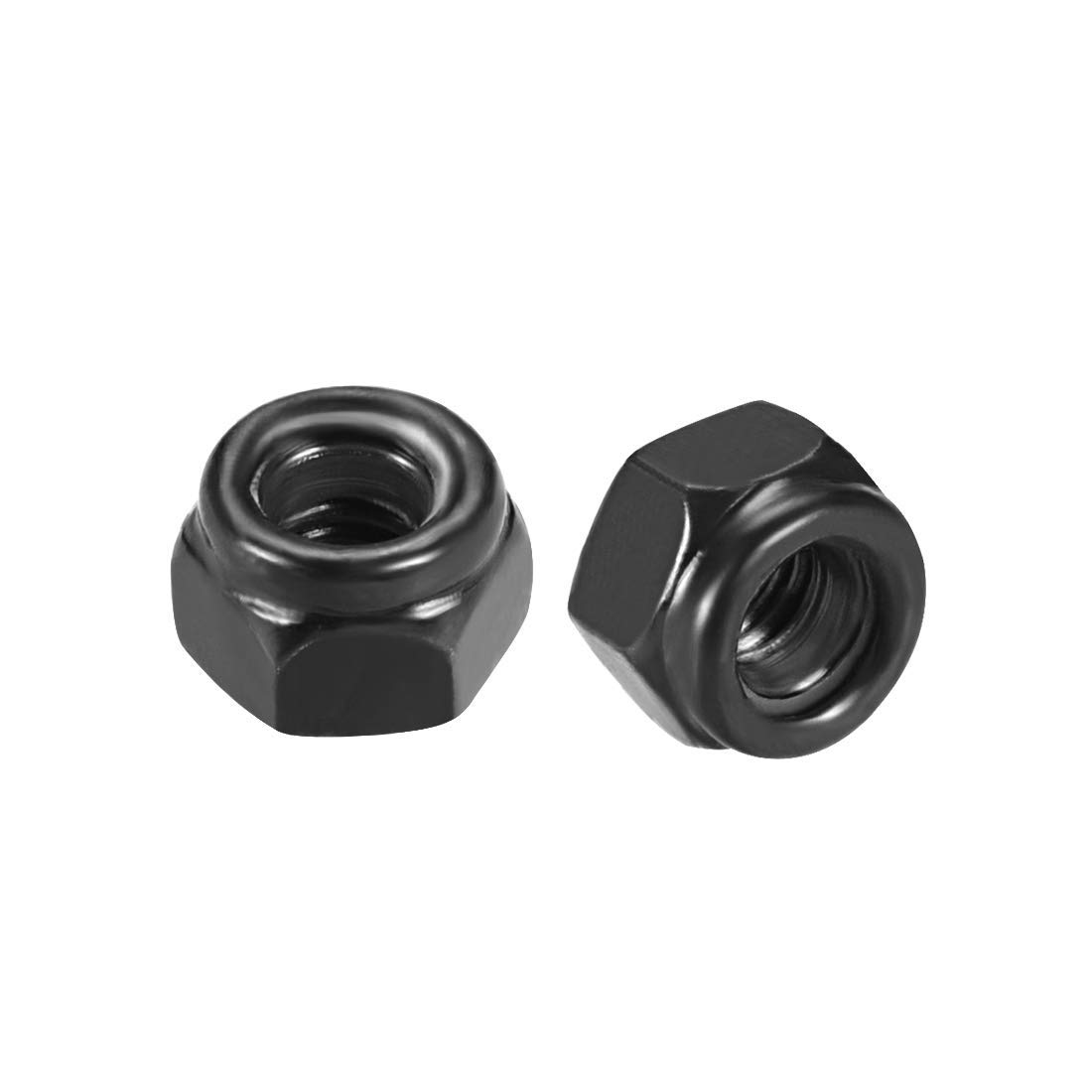 50Pcs Hex Lock Nuts, M3 x 0.5mm Threaded Carbon Steel Nylon Insert Self-Locking Nuts Black for DIY & Motoring Projects