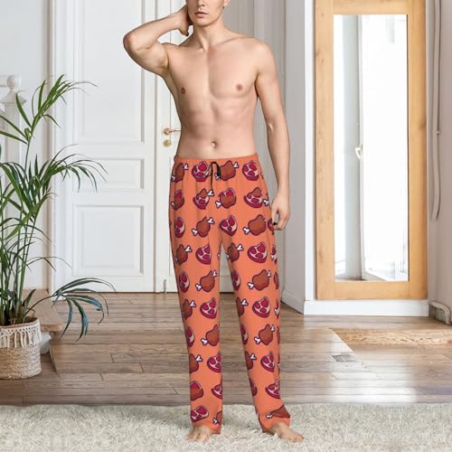 Cartoon Meat Print Adult Sleep Lounge Pajama Pants,Men Pajama Bottoms With Pockets Drawstring2