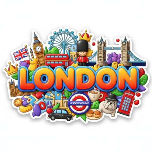 Image of Souvenir Fridge Magnet | 4x3 Inch Collectible Travel Decor | Strong & Durable Refrigerator Magnet with Iconic Landmarks for Travelers (London)