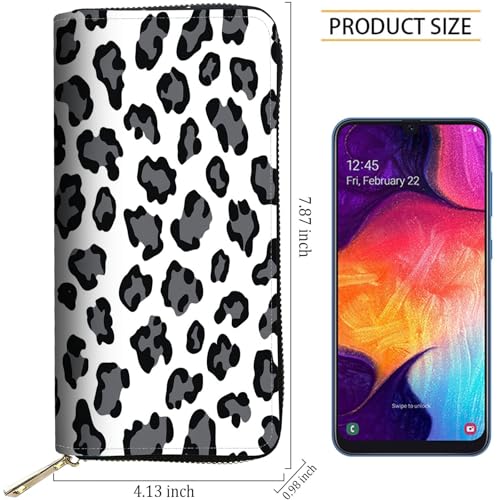 Image of RFID Blocking Leather Wallet for Women - Large Capacity Zip Around Clutch with 8 Card Slots,32 Cash Pockets & Coin Zipper,Leopard Print