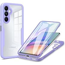 for Samsung Galaxy A16 Case Built-in Screen Protector, 360 Full Body Military Grade Drop Protection Transparent Silicone Rugged Bumper Cover Clear Phone Case for Samsung Galaxy A16 4G/5G, Purple