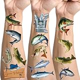 Gameza Gone Fishing Temporary Tattoos - 240+ Fishing Birthday Party Favors Decorations Fisherman Temporary Tattoos Stickers Gifts Gone Fishing Theme Party Baby Shower Decorations Supplies