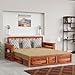 Krishna Wood Decor Solid Sheesham Wood Convertible 3 Seater Sofa Cum Bed with Headboard and Storge Armrest