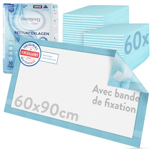 Harmony Care® 60 x Alèse jetable Adulte 60 x 90 cm avec Bandes adhésives – alèses Impermeable, alese jetable Bebe, Tapis de propreté Chien