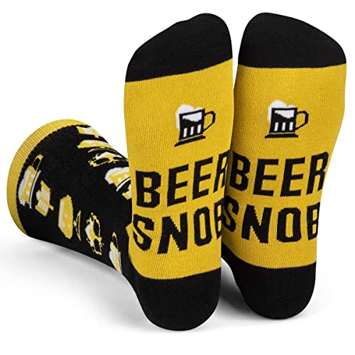 Funny Food Novelty Socks - Gifts For Men & Women (Hot Sauce, Taco, Beer, Pickle)(Beer Snob)