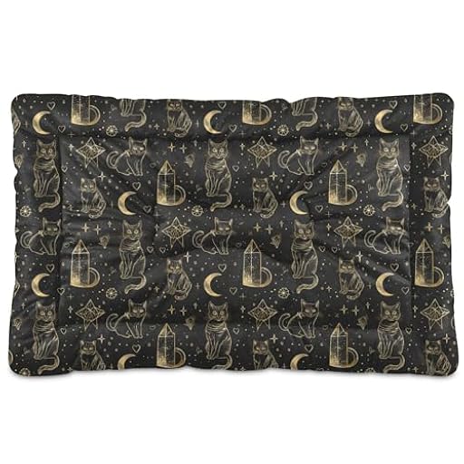 Tapete de cama para perros y gatos góticos de tarot negro y dorado, suave, cómodo, antideslizante, para perros grandes, jumbo, medianos y pequeños, 24 x 18 pulgadas | Ya disponible en tu tienda friki favorita! En mundofriki.es!