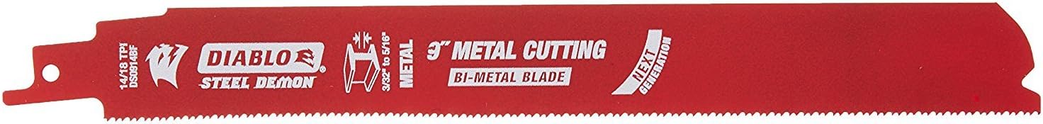 Diablo Bi-Metal Reciprocating Blades with Perma-Shield Coating for Medium Metal - 9" Length, Dual Tooth Design, 14/18 TPI, 200-Pack - DS0914BF200