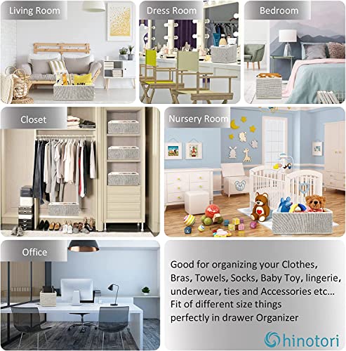 Hinotori Cloth Drawer Organizer Foldable Storage Box Closet Dresser Drawer Divider Nursery Basket Bins For Underwear, Bras, Lingerie, Beige, 12 Pack #TOP5