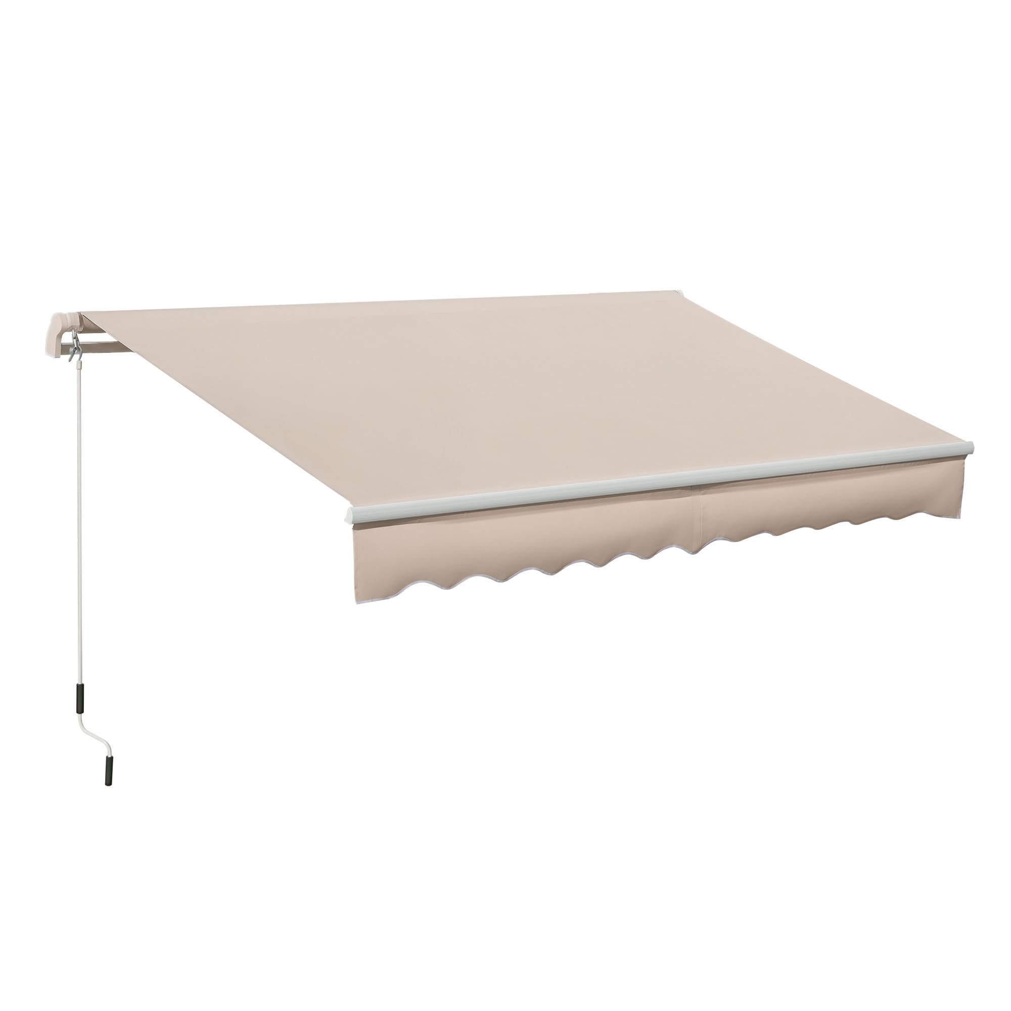Outsunny Toldo Manual Retráctil 295x200 cm Toldo para Balcón con Manivela de Metal Impermeable y Anti-​UV Toldo Enrollable de Exterior para Jardín Terraza Ventanas Beige