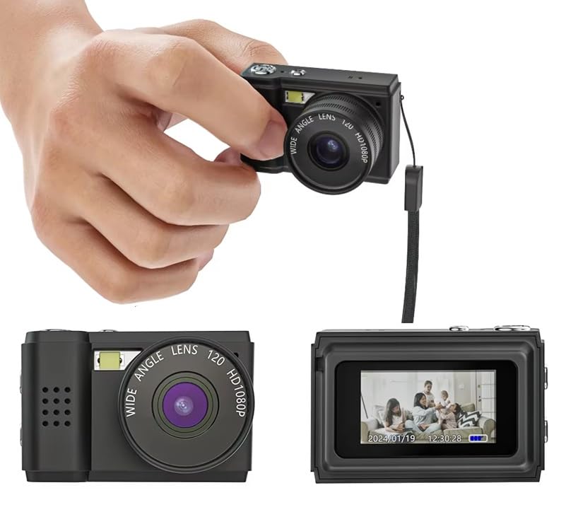 Mini Keychain Camera with 0.96" HD Display Pocket Size Portable Digital Camera with 128GB Card 2MP 1080P Small Video Recorder Long Battery for Travel Party Fun Vlog Gift Recording Vlogging