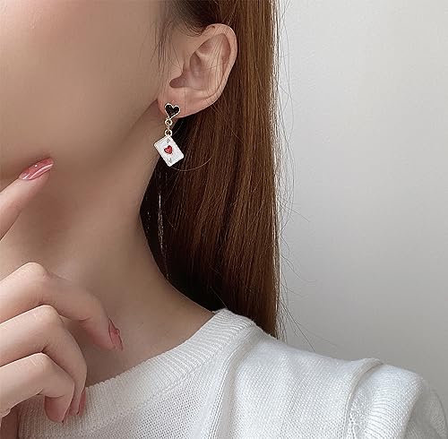Red Heart Ace Poker Card Earrings - image 2