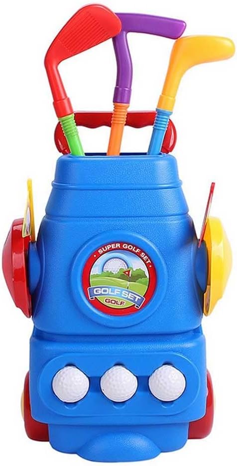 Omura Playset | Deluxe Golf Set Comes with 3 Golf Clubs, 3 Balls, and 2 Practice Holes | Bonus: Multi-Purpose #10 Size Pouch (Color May Vary)