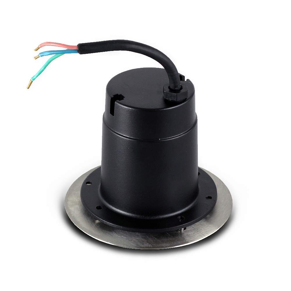 Kwazar Luminaire - Oprawa Najazdowa - Lampa Zewnętrzna Wpuszczana Okrągła GU10 max. 35W, IP67, Odporna na Obciążenie do 3,5 t - z Puszką Montażową - do Oświetlenia Tarasu, Ogrodu i Ścieżek - FOLIO