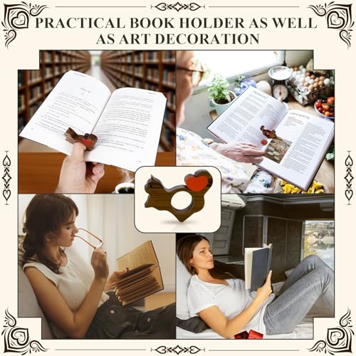 Support de page en noyer en forme de chat pour lecture confortable - 6