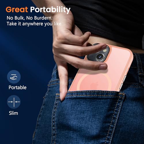 BPOASE Magnetic Case for iPhone 13, iPhone 14 with Screen Protector, [Compatible with Magsafe] Ultra Slim Translucent Matte Shockproof Protection Phone Cover-Pink by BPOASE - Used condition - Image 6