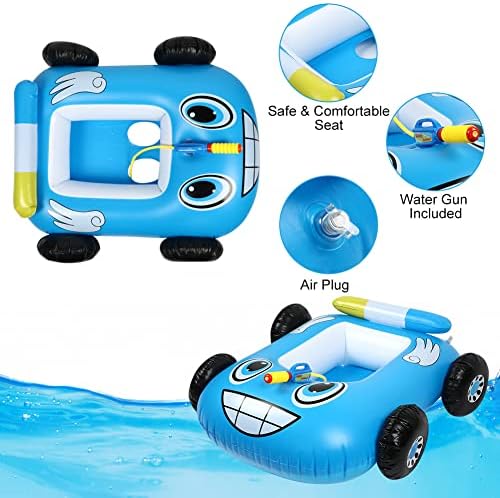Augot Baby Swimming Float, Inflatable Car Kids Pool Float with Water Gun