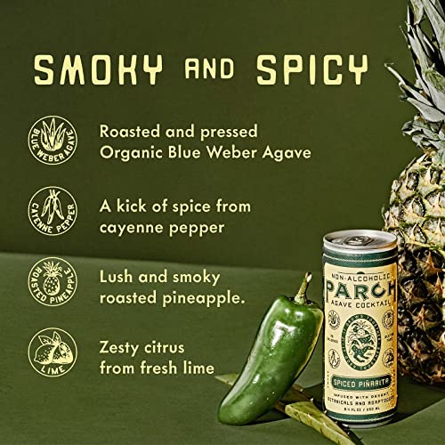 Image of PARCH Spiced Pinarita Ready to Drink Non Alcoholic Agave Cocktail Infused with Desert Botanicals & Adaptogens, Plant Based, Gluten Free & Vegan, Inspired by the Sonoran Desert (8.4 oz x 8 Pack)