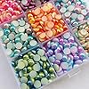 Chenkou Craft 3500pcs Assorted 15 Colors Gradient Color Half Flatback Imitation Pearl Bead 6mm 1/4" Flat Back Gem Scrapbook Craft DIY Beads + Plastic Box #1