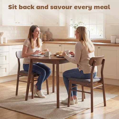 Image of HOMCOM Dining Chairs Set of 2, Upholstered Solid Wood Kitchen Chairs, Mid-Century Modern Dining Room Chairs with Ergonomic Curved Backrest, Gray