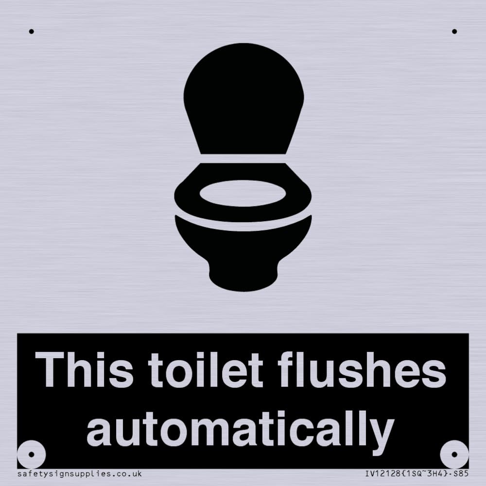 This toilet flushes automatically Sign - 85x85mm - S85