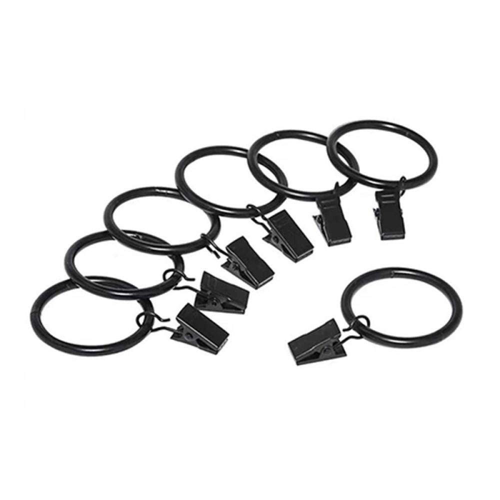 50 Stück Vorhangringe，Metall Hängende Vorhang Klammer Clips mit Haken，für Vorhang Fotos Home Dekoration Pack，Schwarz -3,5 * 25 mm Innendurchmesser