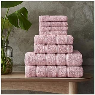 FAIRWAYUK 8-Piece Towels Bale Set for Bathroom, Ultra Soft Premium Quality Water Absorbent Towel Gift Sets, 100% Egyptian Cotton, 4x Face 2x Hand 2x Bath Towels, Blush Pink