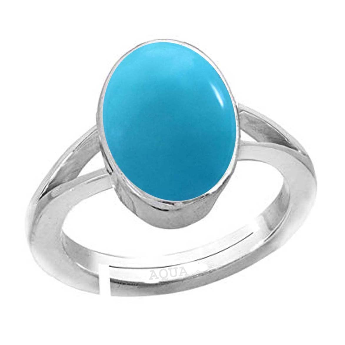Turquoise/Firoza 5.25 Ratti or 5 Carat Astrological Certified Natural Gemstone bis Hallmark 925 Sterling Silver Adjustable Ring for Unisex - 2vslaq3525