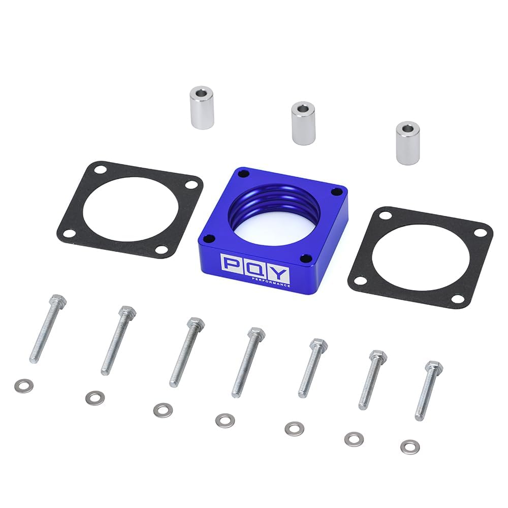 Aluminum Throttle Body Spacer Fit for 91-06 Jeep Wrangler Cherokee TJ YJ LJ XJ 2.5L/4.0L Engine Gas w/Gasket 1" Raise Manifold Carb (Blue)