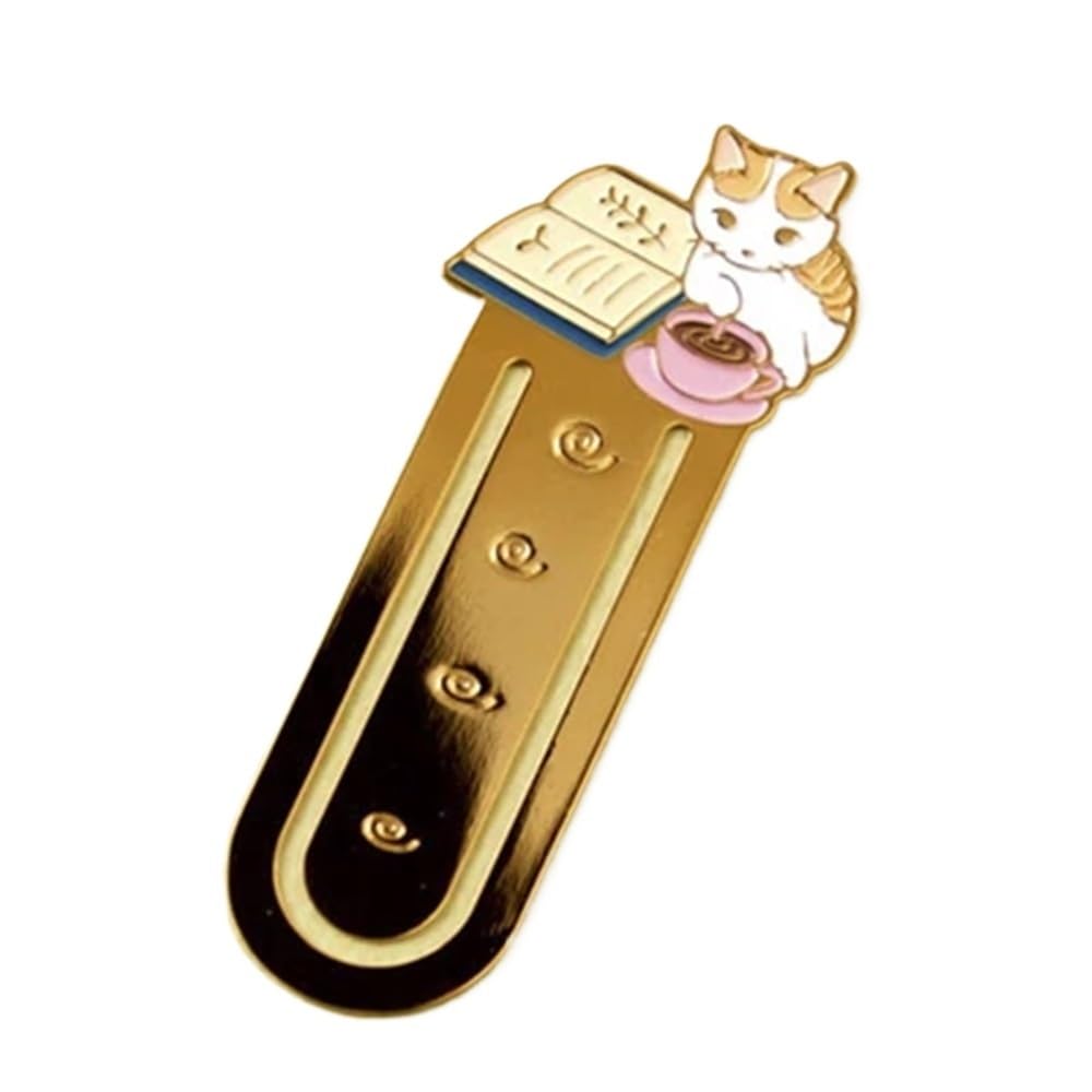 Kawaii - Segnalibri a forma di gatto, in metallo, con clip per agenda, grazioso supporto per pagine di libri, cancelleria coreana, strumenti di lettura, forniture per ufficio (12 gatti)