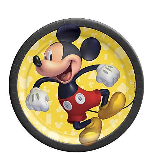 Party City Mickey Mouse Forever Tableware for 16 Guests, Disney Plates, Napkins, Cups, Utensils, and Decorations