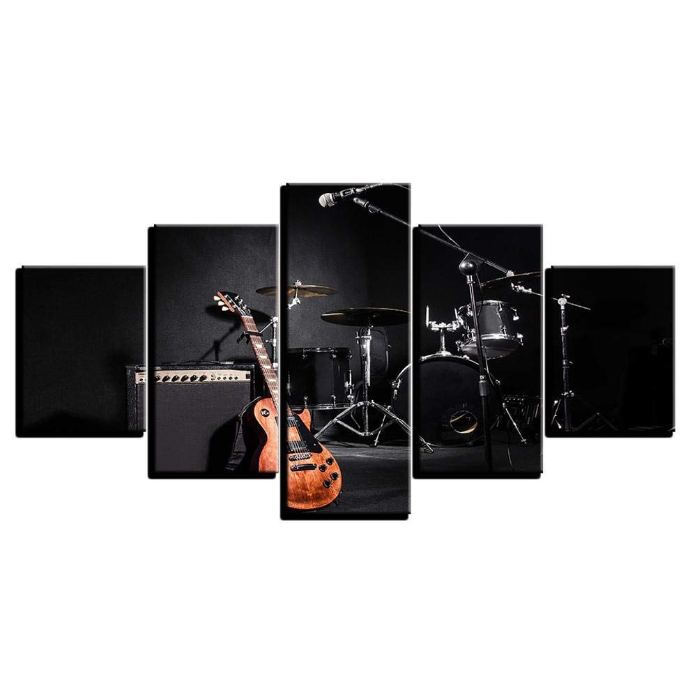 Tambour Guitare Art HD Toile Peinture Moderne Rouge Décoration Murale
