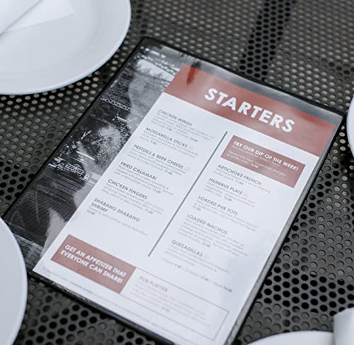 Risch Menu Cover Holder Board, Heat-Sealed, Double-Sided Black Page Hardboard Holder With Clear Pocket Protector Corners – For Restaurants, Wine List, Pubs, Breweries, Bars,11” X 17”, (Pack Of 12) #TOP4