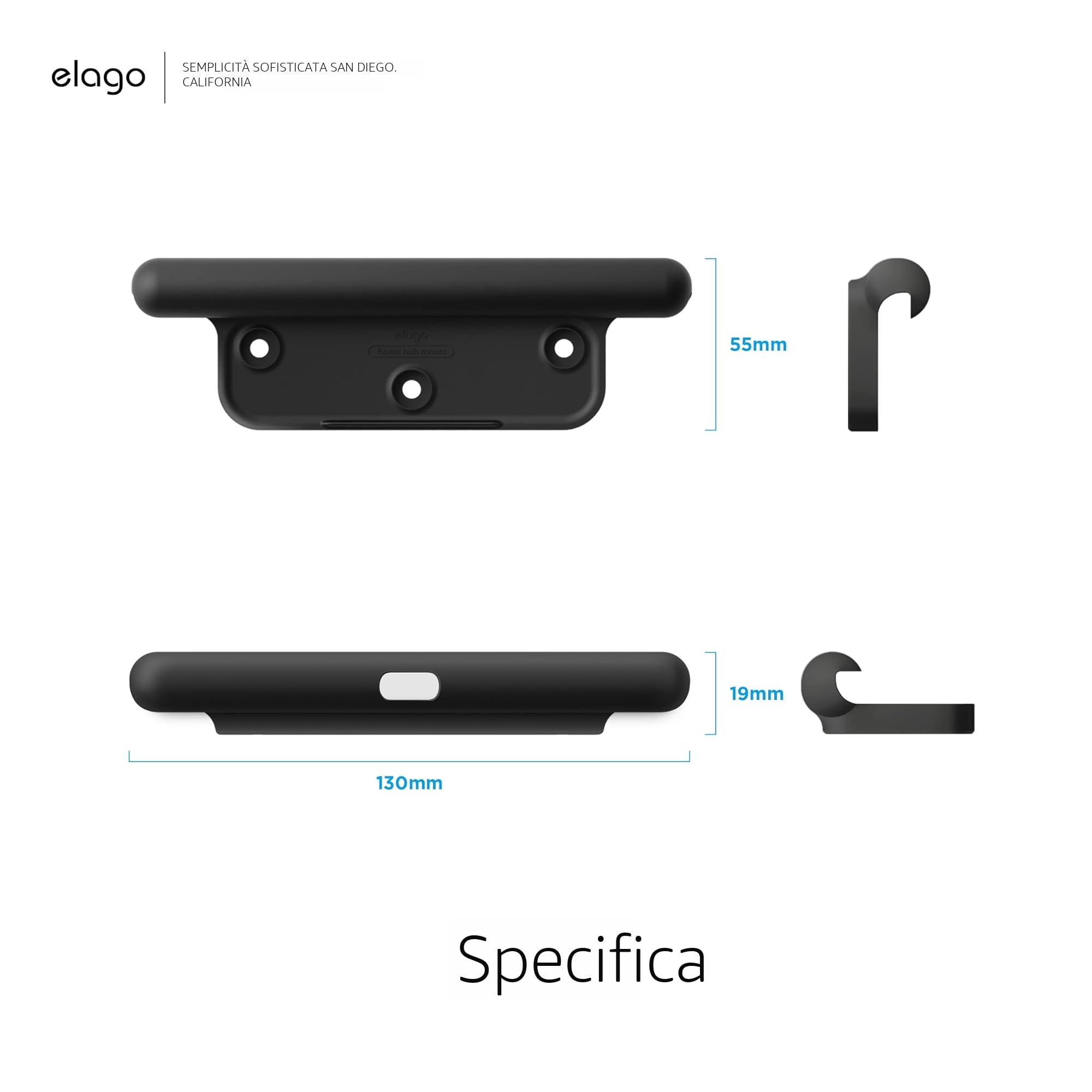 elago Home Hub Mount Supporto da Parete Compatibile con Apple iPad Mini, iPad Air, iPad Pro - Supporto per Homekit, Gestione cavi, Nero