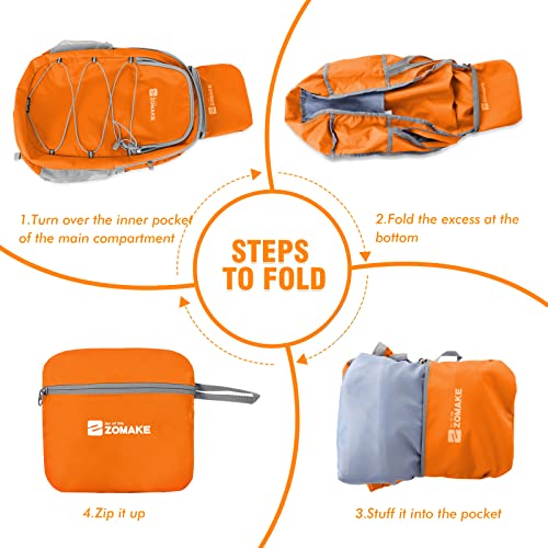 Image of ZOMAKE Ultra Lightweight Hiking Backpack 28L, Packable Small Backpacks Water Resistant Daypack for Women Men(Orange)