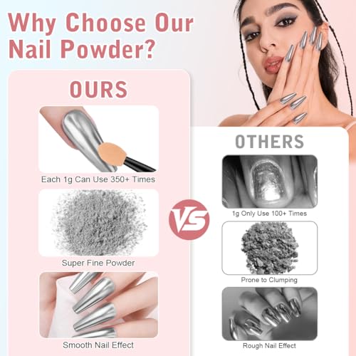 Miniatura 4 de Butbu 2 Cajas Efecto Espejo Uñas Polvo, Polvo De Uñas De Cromo, Efecto Espejo Uña-S Dorado, Pol-Vo Uñ-As Efec-To Perlado, Para Decoración De Uñ-As Manicura Nail Art 2 Colores-A