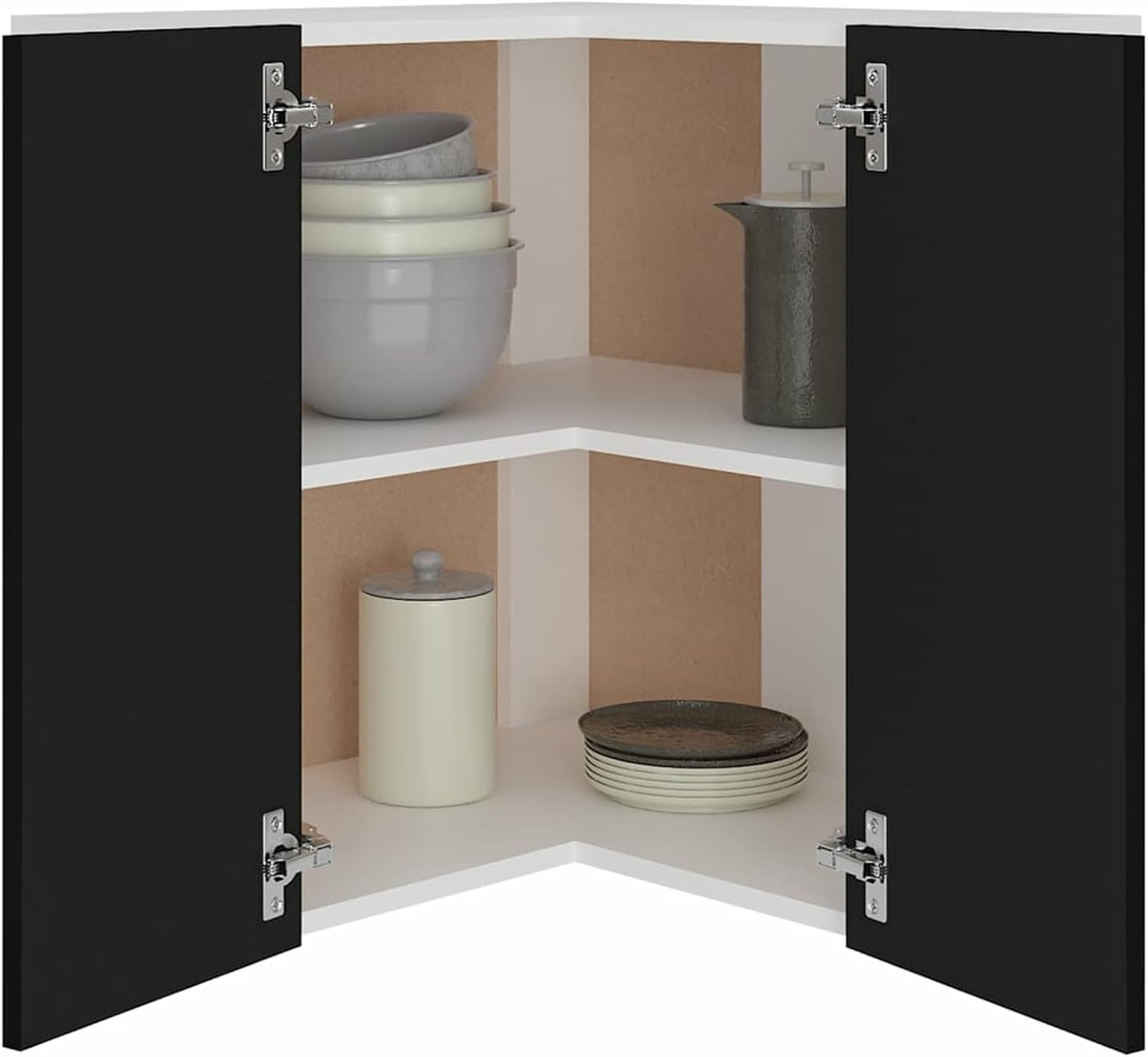 Tidyard Kitchen Cabinet, Wall Kitchen Storage Cupboard, Hanging Cabinet With 2 Shelves And Doors, Kitchen Home Organizer Unit High Gloss White 60x31x60 Cm Engineered Wood 39