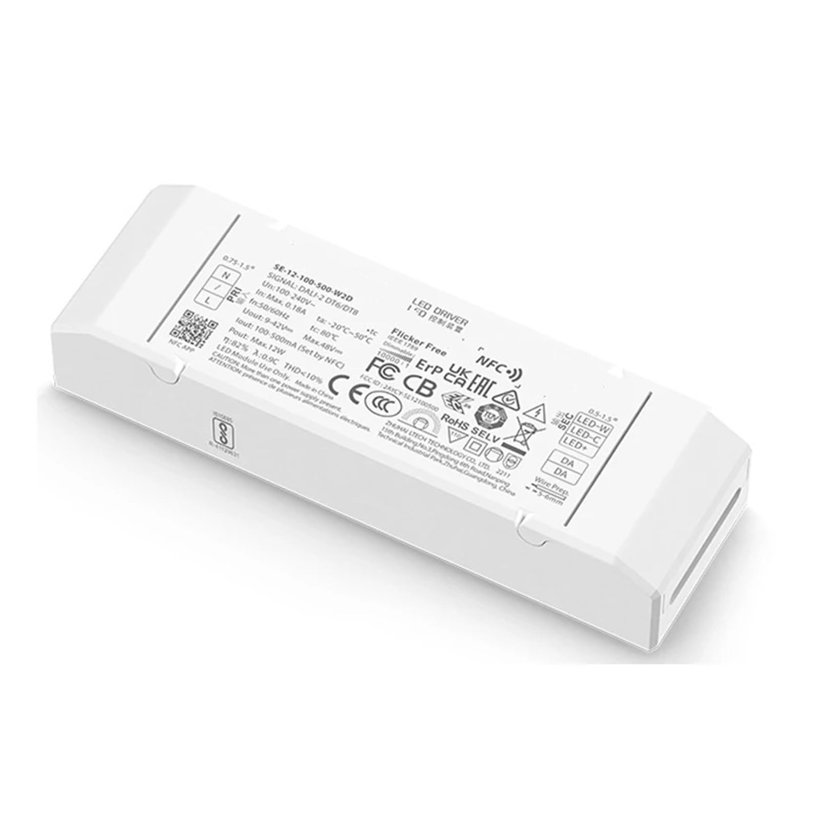 Fuente de alimentación LED de 12W con regulación inteligente DT8 y NFC integrada