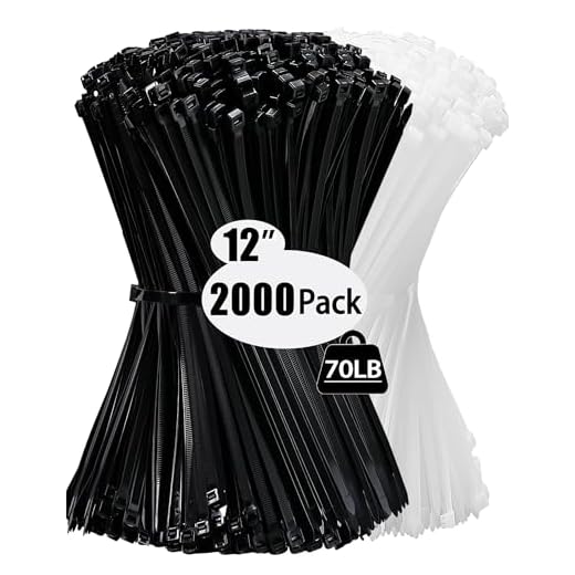 2000 Pack Zip Wire Ties 12 Inch Cable Zip Ties Clear+ Black Tie Wraps with 70 Pounds Tensile Strength, Self-Locking Cable Ties, UV Resistant Thick Nylon Wire Ties for Indoor and Outdoor