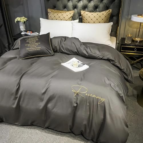 Housse de couette coton de qualité supérieure parure de lit anthracite - 3