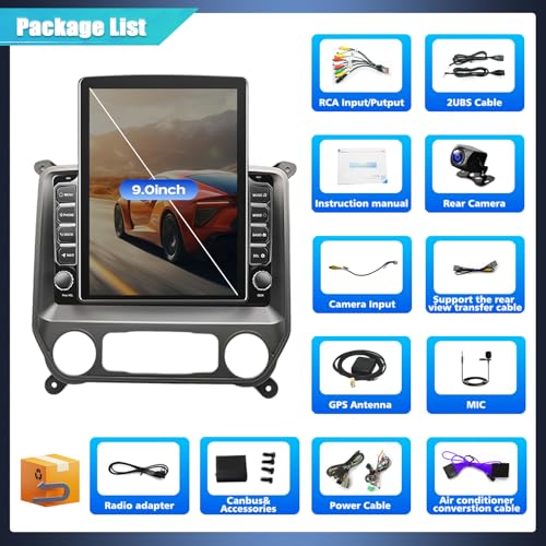 Radio para auto doble DIN Android 14 con pantalla táctil 9.7 pulgadas miniatura 7