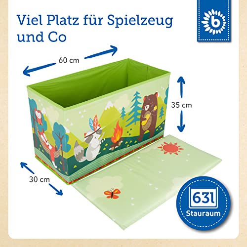 Aufbewahrungsbox Bieco mit Sitzhocker Waldtiere mit Stauraum