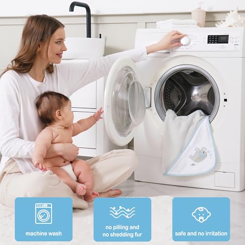 Image of Viviland Baby Towels and Baby Wash Cloths Set Hooded Baby Towels Baby Wipes Absorbent Bath Face Towels Burp Cloths or Face Towels for Girl Boy 6-Pack Size 28 x 28 Inch(Blue Elephant)