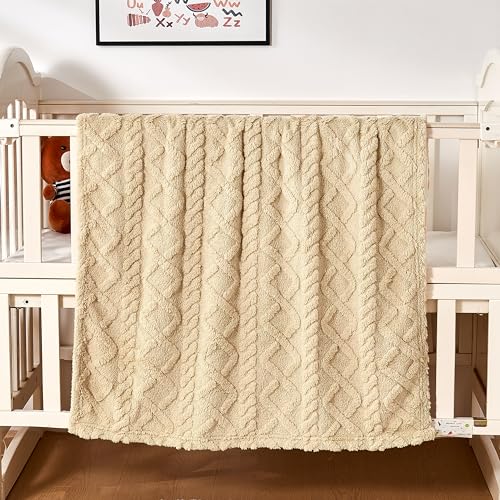 Image of Sherpa Fleece Baby Blanket, Ultra Soft Fluffy Premium Baby Blankets for Boys Girls, Cozy Infant Toddler Newborn Receiving Blankets for Crib Stroller 30”×40” (Khaki)
